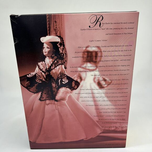 Gone With The Wind Scarlet O' Hara Barbie DOLL White & Black DRESS NRFB - Picture 4 of 7